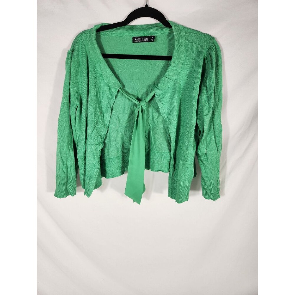 7th Avenue Womens Apple Green Front Tie Sweater Old Money Resort XL